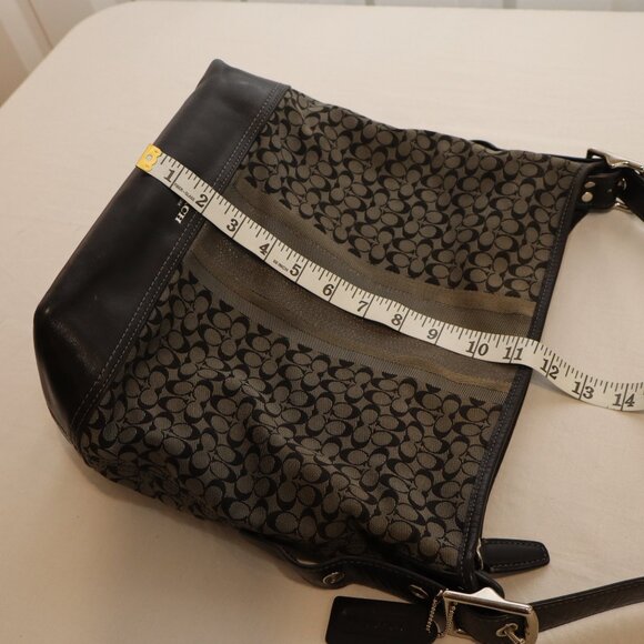 Coach Legacy Signature Stripe Duffle Shoulder Bag Black Gray D1271-19918 Adjust - Picture 8 of 12